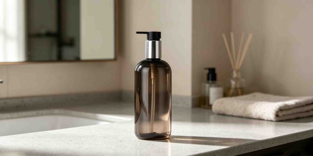 Boston Round Bottle with Lotion Pump and Overcap5