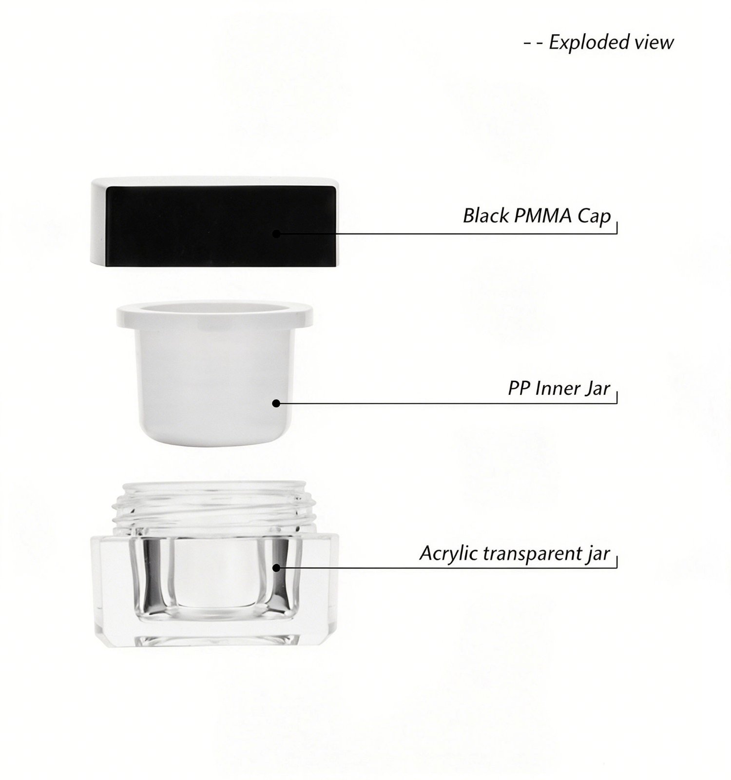 acrylic square transparent jar cosmetic jar empty cosmetic jars(2)