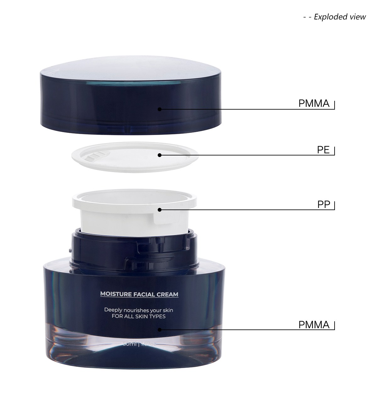 double wall acrylic refillable pp inner cosmetic jar(2)