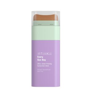 mono stick packaging with integrated brush for solid makeup
