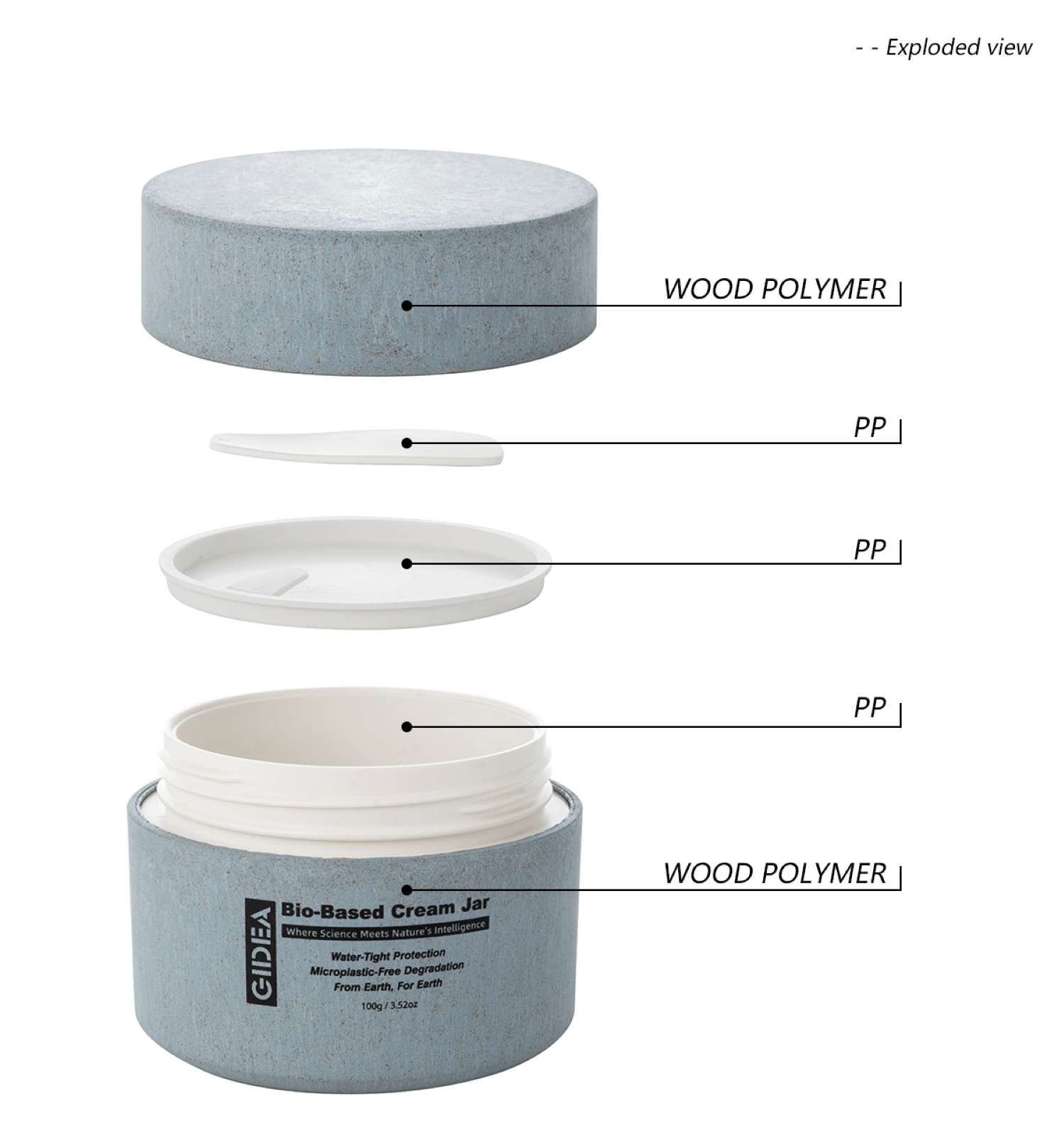 100ml bio-based wood polymer round-edge cosmetic jar(2)