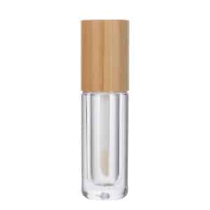 8ml PET tube bamboo cap straight round lip gloss packaging