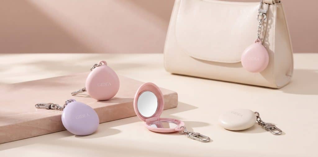 0.5g refillable ABS keychain compact mirror for solid makeup5