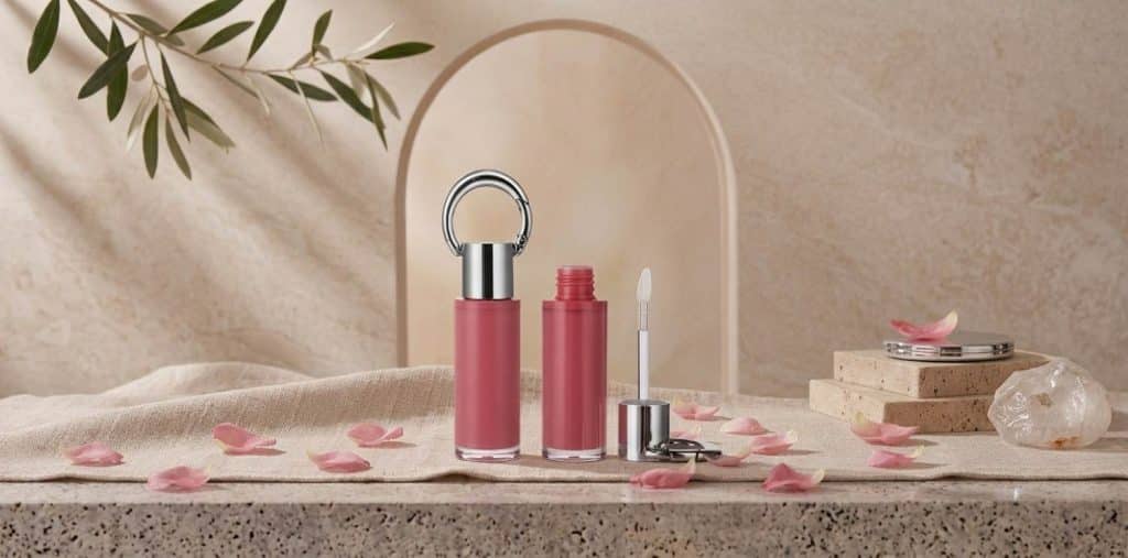 3ml stylish ABS lip gloss tube with keychain clip5