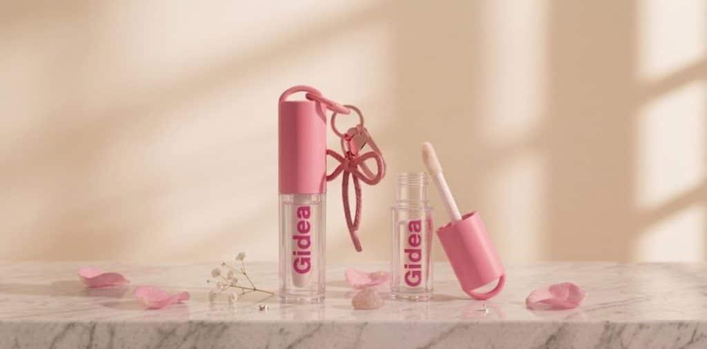 mini lip gloss keychain with large wand and red bow5